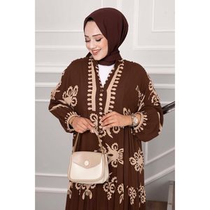 Vestido Hijab Viscosa Estampado Río Marrón - Product Image 6