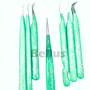 Pinzas para pestañas de copo de nieve con brillo esmerilado, Punta puntiaguda de precisión recubierta de Gel, herramienta de pestañas sostenible de acero inoxidable anticorrosivo - Product Image 5