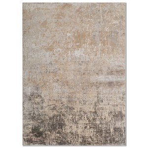 Alfombras Entropy Ivory de Lana y Seda de Bambú Anudadas a Mano AKWB-3625 para Sala de Estar, Dormitorio, Pasillo, Rectangulares Abstractas, Hechas a Mano - Product Image 1
