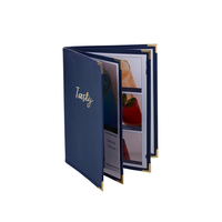 Porte-menu de luxe en cuir doré avec logo personnalisé, format A4, pour restaurants haut de gamme