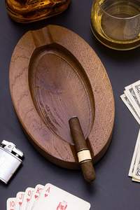 Cenicero decorativo de madera para uso en mesa hecho a mano de madera maciza con grano hermoso y acabado suave - Product Image 2