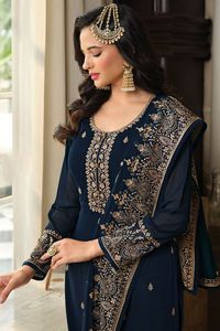 Hot Selling Fancy Trending Latest Designer Faux Georgette Salwar Kameez With Dupatta With Embroidery Work Supplier From Surat - Product Image 2