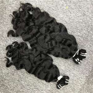 Nueva instalación, Color negro, onda Natural, cutícula alineada, máquina de doble estirado, tipo de trama, extensiones de cabello Remy virgen, cabello humano - Product Image 5