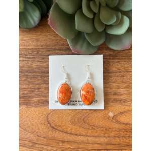 Navajo 14k Gold 18k Gold Plated Drop <b>Earrings</b> Apple Coral & Sterling <b>Silver</b> Dangle with Pearl and Diamond for Weddings - Product Image 1