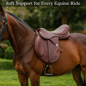 Selle en cuir véritable, nouveau design, selle pour cheval confortable pour le saut d'obstacles anglais, selle en cuir pour cheval - Product Image 2