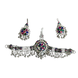 Conjunto de Collar y Pendientes Estilo Afgano Antiguo, Joyería Vintage Hecha a Mano para Mujer, Turquesa, Bodas, Fiestas, Compromisos, Personalizable - Product Image 3