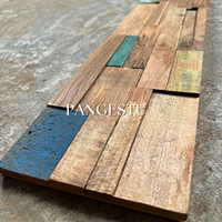 Panneau mural texturé en bois de teck massif recyclé, à effet 3D superposé, géométrique, insonorisant, couleur naturelle moderne, pour la maison