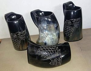 Taza de café y cerveza de cuerno para beber tallada vikinga natural hecha a mano personalizada para restaurantes de hoteles en casa de la India. - Product Image 5