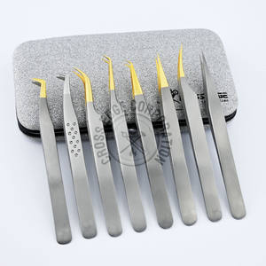 Pince à épiler pour extensions de cils à pointe en fibre, à succès, avec poignée diamantée à 90 degrés, pour volume intense, en acier inoxydable - Product Image 2