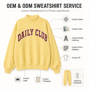 เสื้อสเวตเชิ้ตคอเต่าผู้หญิงทรงโอเวอร์ไซส์ ผ้าฟลีซ แขนเสื้อแบบดรอปไหล่ ลายตัวอักษรแบบวาร์ซิตี้  ด้านหน้าแบบริบ - Product Image 5