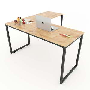 L-Shaped Corner Desk 140x140cm Minimalist Design Rubber Wood Computer Desk with Assembly Legs HBMN014 - Product Image 1