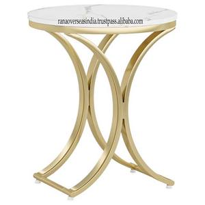 Mesa de centro de lujo moderna con tapa de mármol y base de metal Mesa auxiliar de sofá redonda Juego de 2 usos para oficina en casa a precio al por mayor - Product Image 2