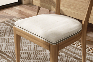 Silla de comedor minimalista moderna de madera con cojín de tela. Muebles de Casa artesanales para apartamentos y villas para hoteles - Product Image 3
