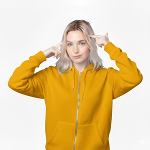 Sudadera Casual de Otoño Invierno para Mujer con Logotipo Personalizado, Cremallera, Bordado, Bolsillos Laterales, Letras Impresas, Tejido de Punto, Algodón, Manga Larga - Product Image 1