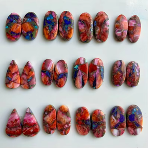 พลอยแท้คู่ทรงรีขัดเงาคุณภาพสูงจากหอยมุกทองแดงธรรมชาติสำหรับทำเครื่องประดับ - Product Image 1