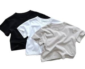 Camiseta de manga corta de verano para niños, ropa, camiseta de Color sólido para niños, Top de cuello redondo para bebés - Product Image 1