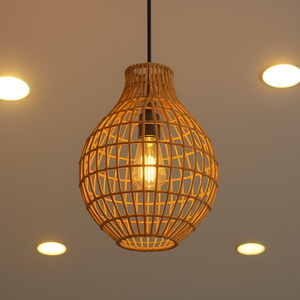 LÁMPARA DE ARMARIO DE MADERA Y RATÁN EXPANDIBLE MODERNA PARA HOGAR Y HOTEL DECORE ELEGANTE - Product Image 2