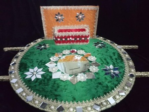 Cadeau Mehndi Assiettes Nouvelle Arrivée 2025 Fancy Net Wedding Tray mariage Mehndi Colorful Thaal OEM Serviced Customized Pecking - Product Image 2