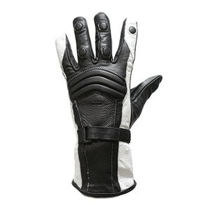 Gants en cuir pour moto, gants longs en cuir noir et gris pour la conduite à moto, gants de course automobile - Product Image 2