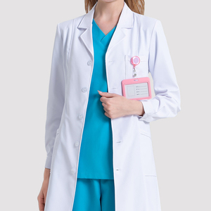 Directo de fábrica médico blanco Scrub Coat Unisex enfermera médico general manga larga Hospital Dental trabajo abrigo personalizado laboratorio abrigos - Product Image 4