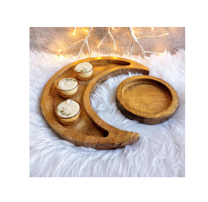 Wood <b>Tray</b> Half Moon Shape Stones Essential Oils <b>Jewelry</b> Organizer <b>Tray</b> Tabletop <b>Jewelry</b> Cosmetic Organizer <b>Tray</b> - Product Image 4