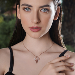 Romantic Heart Diamond Pendant Necklace 925 Sterling Silver Rose Gold Plated <b>Jewelry</b> for Women Valentine Day Gift <b>Couple</b> Wear - Product Image 3