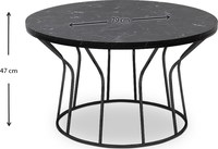 Accus — Table de chevet en acier inoxydable poli noir, Design dernier cri, Table de thé en marbre noir, personnalisé pour la chambre à coucher