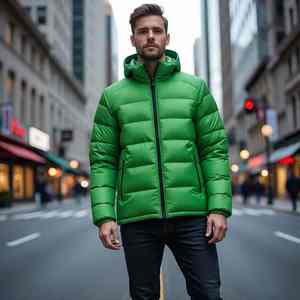 Veste d'hiver légère à capuche à manches longues matelassée et respirante pour hommes avec logo sur le devant Position Smart Casual Service OEM - Product Image 5