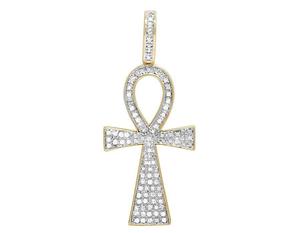 Silver Moissanite Diamond <b>Cross</b> Pendant Customizable Iced Out Hip Hop Religious Style Jewelry for Wedding Wear Rose <b>Gold</b> Plated - Product Image 1