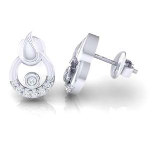 Boucles d'oreilles clous certifiées or 14 carats multicolores et diamants véritables avec 16 pierres - Product Image 2