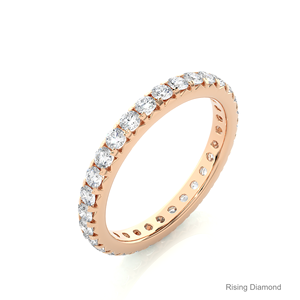 1,08 CTW Lab Grown Diamond Brilliant Cut IGI Certificado Minimalista Full Eternity Set Wedding Band Anillos de aniversario de oro rosa - Product Image 3