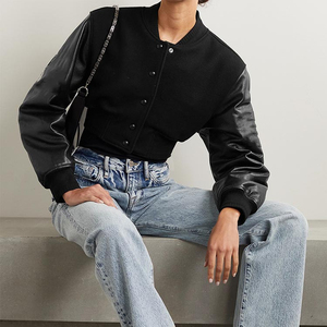 OEM Custom Logo <b>Women</b> Streetwear Crop Top Bomber <b>Jacket</b> Customized Letterman <b>Women's</b> Varsity <b>Jacket</b> for Your Brand - Product Image 4