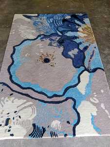 Alfombra Oushak azul marino de 9x12, alfombra turca grande de gran tamaño con patrón abstracto, alfombra turca otomana con estampado abstracto Beige - Product Image 3