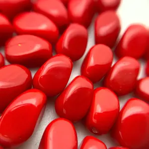 Premium venta al por mayor suministro a granel lápiz labial Vintage corte rojo ovalado cuentas de vidrio checo para la fabricación de joyas cuentas de vidrio de cristal de Murano - Product Image 1