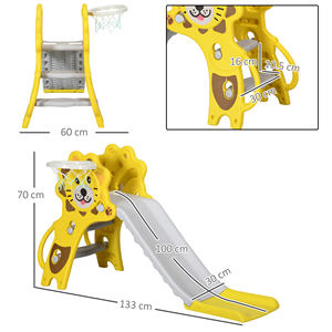 AIYAPLAY Toboggan pour enfants 18-36 mois avec panier de basket latéral en PE, 131x50x74 cm, jaune et gris - Product Image 3