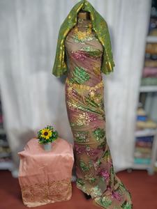 Robe pour filles très demandée, dernière tendance, style somalien Maqbal, en velours sergé tissé, 100% soie, jacquard à fils croisillés imprimé, écologique, pour mariage - Product Image 2