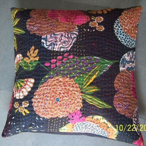 Indian Cotton Pillow Case <b>Cover</b> with Embroidered Suzani Pattern Woven Decor Throw in <b>Silk</b> for Home or Hotel Use Made in <b>Silk</b> - Product Image 1