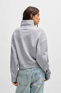 Sweat-shirt à col zippé en coton éponge dernier modèle pour femmes, épaules tombantes, poignets côtelés et ourlet, vêtements décontractés, sweats à capuche pour femmes - Product Image 2
