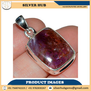 Colgante de cacoxenita-Brasil de Plata de Ley 925 a la moda a la venta al mejor precio una piedra preciosa llamativa con púrpura oscuro - Product Image 6