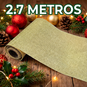 Rotolo di Carta Decorativa Metallizzata Color Oro, 2,7 Metri, Larghezza 24 cm, Rettangolare, per Decorazioni Natalizie - Product Image 3