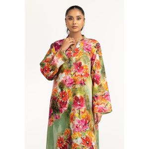 Chemise et pantalon décontractés d'été à imprimé pelouse verte pour femmes, col mandarin, respirant - Product Image 1