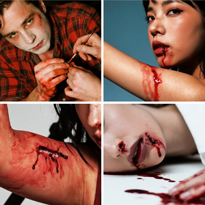 Set di FakeBlood di Halloween-4 bottiglie, diversi colori, effetto cruento realistico per il trucco Horror, Cosplay, scherzi per feste - Product Image 5