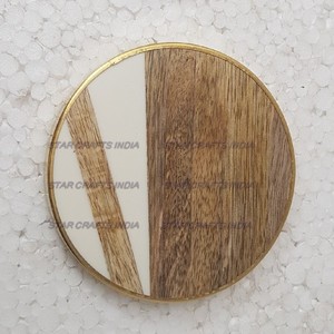 Indian handmade Wood and Resin Round Shape Brown & <b>Green</b> <b>Coaster</b> Manufacturer High Quality Decorative Model Style At Best Price - Product Image 5