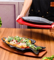 Plancha en fonte de qualité restaurant en forme de poisson - pour barbecue de poisson, steak, usage commercial