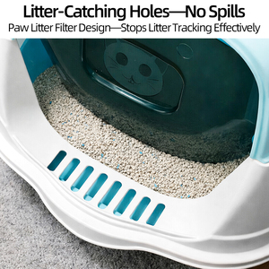 กระบะทรายแมวแบบมีฝาปิดสีฟ้า ยี่ห้อ Poland Stock รุ่น Blue Hooded Cat Litter Box 180 แบบเปิดหรือแบบปิด พร้อมที่ตักทรายแมว จัดส่งเร็วในยุโรป - Product Image 5