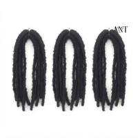 Extensions Dreadlock Sintetici Neri all'Ingrosso, Dreadlock Ritorti Fatti a Mano Senza Anello, Fasci di Capelli Intrecciati per Donna