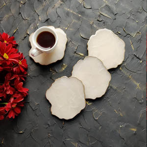 Agate blanche faite à la main sous-verre ensemble de luxe sous-verres en pierre naturelle usine indienne expédition rapide décor à la maison cadeau sous-verres - Product Image 3