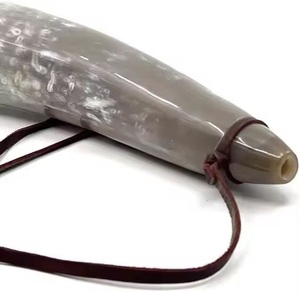 แตรเป่าแบบนอร์สขัดเงาเป็นมิตรกับสิ่งแวดล้อม ทำจากเขาควายธรรมชาติ พร้อมสายหนัง - สไตล์ฮวงจุ้ยและศาสนา - Product Image 1