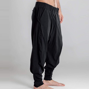 Pantalones informales negros de talla grande para hombre, mezcla de algodón personalizada, tira de Color de lado alto, decoración holgada de invierno - Product Image 3