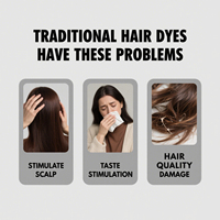 Champú para Teñir el Cabello 3 en 1 Gatase, Color Negro, Instantáneo, Duradero, a Base de Plantas Naturales, para Hombres y Mujeres